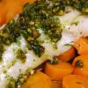SautÃ©ed Bass with Mint Pesto and Spiced Carrots