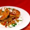 Quinoa Cakes with Eggplant-Tomato Ragu and Goat Cheese