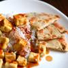Saucy Tofu and Scallion Pancakes