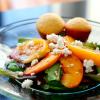 Garden Greens with Yellow Tomatoes and Peaches
