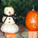 Creative Halloween Pumpkin Carving - Clock & Snowman