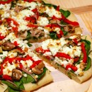 Bell Pepper, Red Onion, and Goat Cheese Pizza