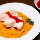 Cornish Game Hens with Sweet-Potato Risotto and Cranberry Sauce