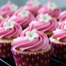 Vanilla Almond Cupcakes with Blackberry Buttercream