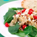Farfalle with Chicken, Tomatoes, Caramelized Onions, and Goat Cheese