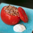Bulgar Stuffed Tomatoes with Yogurt Sauce