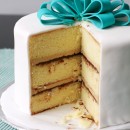 Vanilla Cake with Tiramisu Buttercream and Chocolate Ganache Filling
