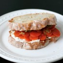 Moroccan Carrot and Goat Cheese Sandwiches with Green Olive Tapenade