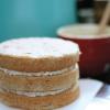 Banana Cake with Praline Filling and White Chocolate Ganache