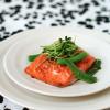 Salmon with Sweet Chili Glaze, Sugar Snap Peas, and Pea Tendrils