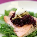 Roasted Salmon with Rhubarb and Red Cabbage