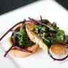 Beet Green and Garlic Scape Bruschetta