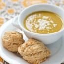 Curried Sweet Potato Soup with Goat Cheese Biscuits