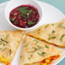 Vegetarian Quesadillas with Onion-Cranberry Salsa