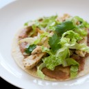 Coriander Chicken Tostadas with Refried Beans and Grilled Fennel