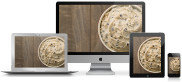 Device mockups with cookie dough wallpaper