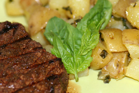 Cumin Rubbed Sirloin with Basil Roasted Potatoes