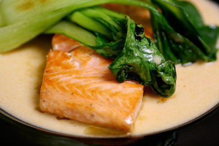 Salmon with Thai Red Curry and Bok Choy