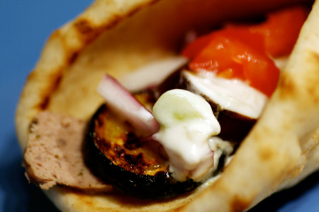 Gyros with Roasted Veggies and Tzatziki