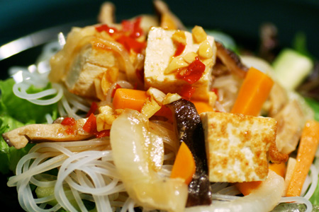 Stir Fry Veggies and Noodles with Soy Lime Dipping Sauce