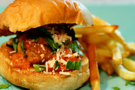 Turkey Meatball Sliders and Red Sauce