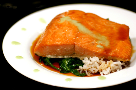 Salmon with Soy-Honey Glaze and Wasabi