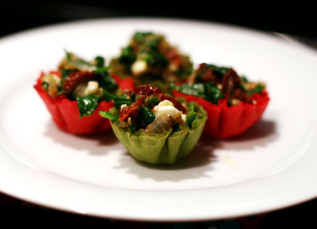 Greek Spinach Salad in Mini Phyllo Cups