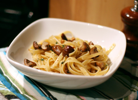 baby portobello fettuccine