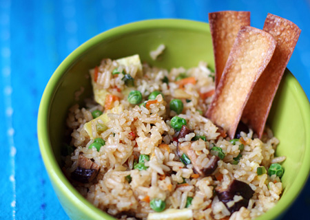 Fried Rice and Baked Wonton Chips