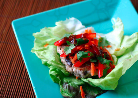 Asian Pork and Mushroom Burger Wraps