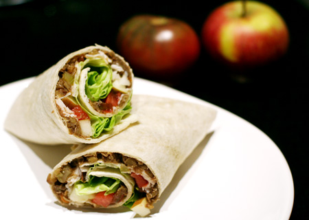 Lentil Apple and Turkey Wraps