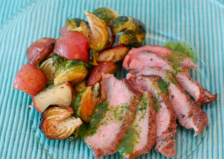 Pan-Seared Flat Iron Steak with Spicy Cilantro Sauce