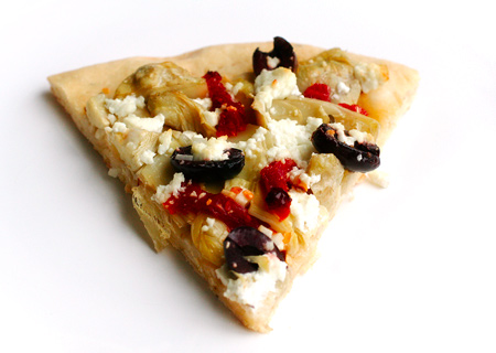 Artichoke Heart, Olive, and Goat Cheese Pizza