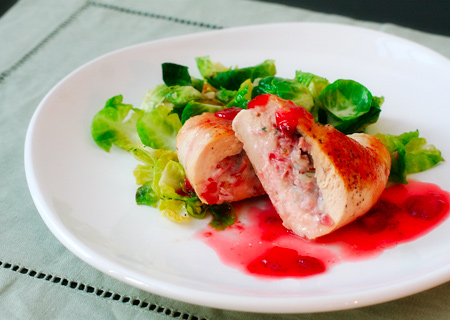 Gorgonzola-Stuffed Chicken Breasts with Strawberry Gastrique