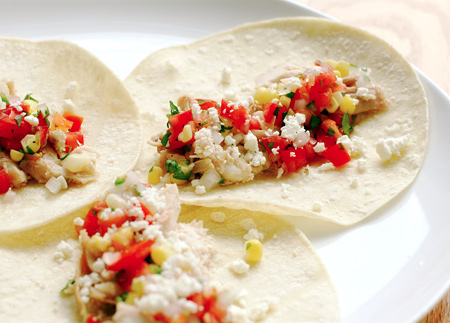 Soft Tacos With Chicken and Tomato-Corn Salsa