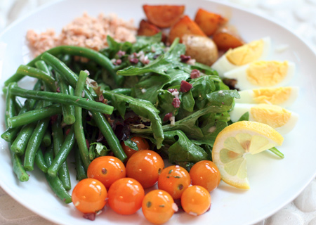 Salmon Niçoise Salad with Black Olive Vinaigrette