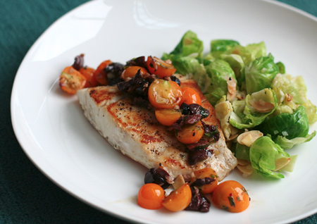 Spicy Sauteed Fish with Olives and Cherry Tomatoes