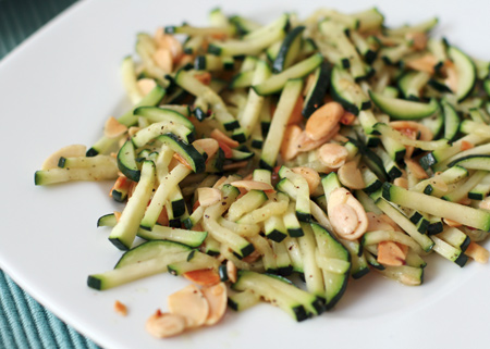 Quick Sauté of Zucchini with Toasted Almonds and Pecorino