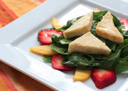 Crispy Tofu, Strawberry, & Mango Salad