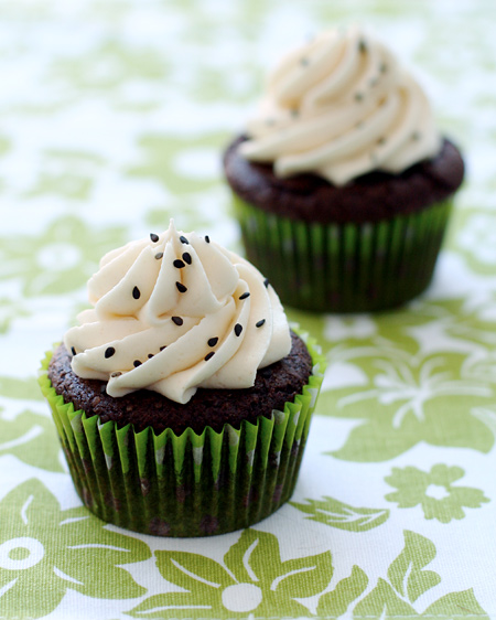 Black Pearl Cupcakes with Wasabi, Ginger, and Black Sesame Seeds