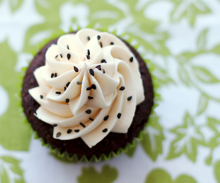 Black Pearl Cupcakes with Wasabi, Ginger, and Black Sesame Seeds