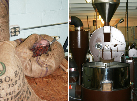 Raw Cocoa Beans and Cocoa Bean Roaster