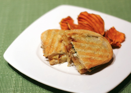 Caramelized Onion, Apple, and Blue Cheese Panini