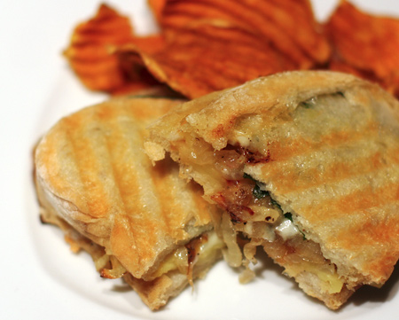 Caramelized Onion, Apple, and Blue Cheese Panini