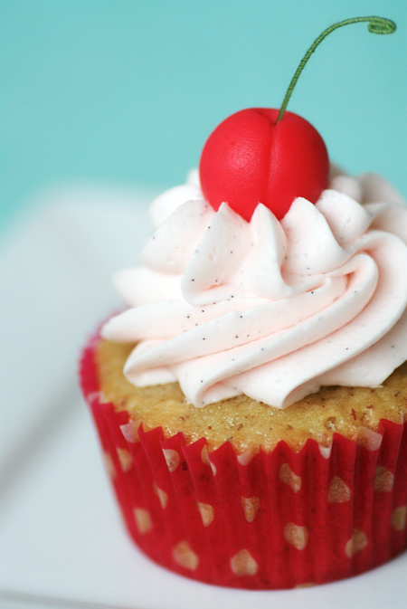 cherry-filled almond cupcakes