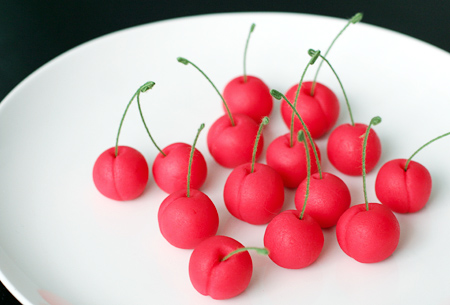 Cute Marzipan Cherry Cupcake Toppers