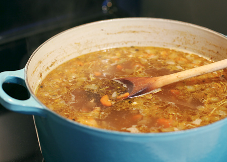 Chicken Stock after Simmering for 3 hours