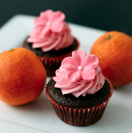 Chocolate Olive Oil and Blood Orange Cupcakes