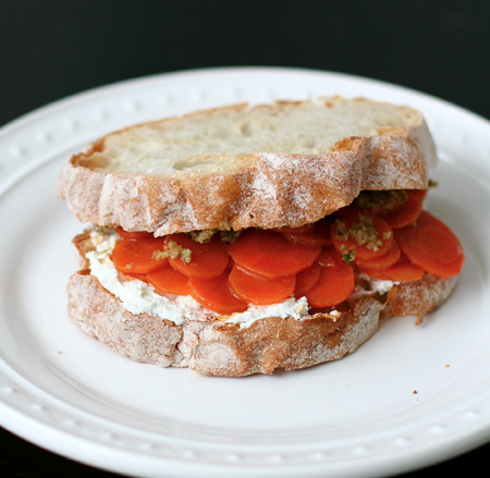Moroccan Carrot and Goat Cheese Sandwiches with Green Olive Tapenade Moroccan Carrot and Goat Cheese Sandwiches with Green Olive Tapenade