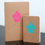 Block Printed Cupcake Moleskine Notebook